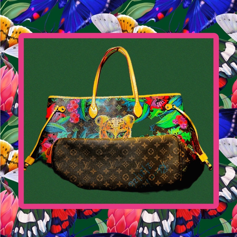 LV Up Cycled Metallic Hand Re-Finished Painted & Adorned W Crystals Gloss Finish - Picture 7 of 14